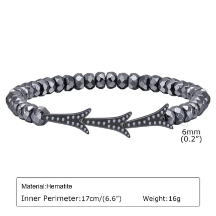 Vnox Stylish Black Triangle Beads Bracelets for Men Women, Stretch Unisex Gallstone Handmade Hematite Wristband Jewelry - Image 12