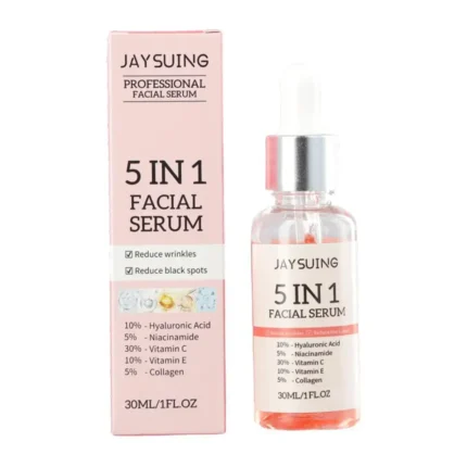 5 In 1 Facial Serum Fade Fine Lines Firming Skin Shrink Pores Moisturizing Brightning Vitamin C Hyaluronic Acid Face Serum 30ml - Image 17