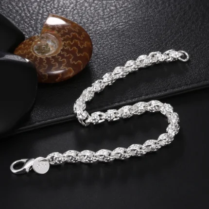 Noble 925 Sterling Silver Square Solid Chain Bracelet For Women Men Charm Party Gift Wedding Fashion Jewelry - Image 24