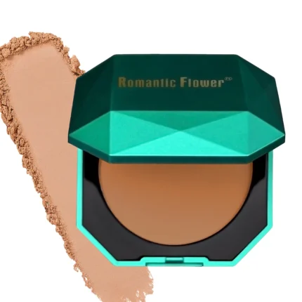 Dark powder with mirror puff, matte face foundation setting powder, long lasting concealer waterproof makeup - Image 4