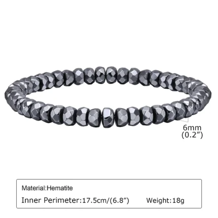 Vnox Stylish Black Triangle Beads Bracelets for Men Women, Stretch Unisex Gallstone Handmade Hematite Wristband Jewelry - Image 14