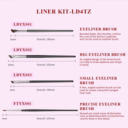 OVW Eyeliner Brushes Set Premium Synthetic Blending Shader Crease Precision Eye Makeup brushes set - Image 12