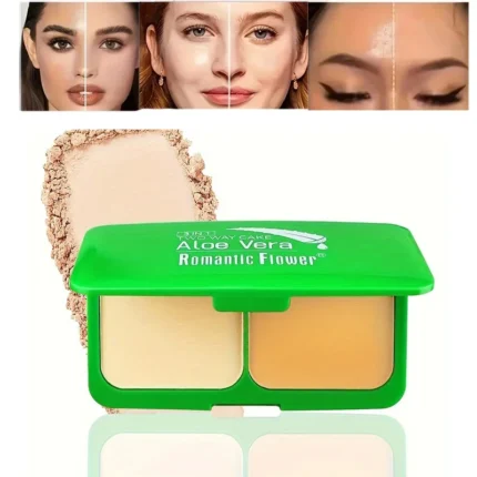3-in-1 Double-Layer Aloe Vera Matte Powder Foundation Waterproof Sweatproof Long-Lasting Oil Control for Summer Makeup Set - Image 4
