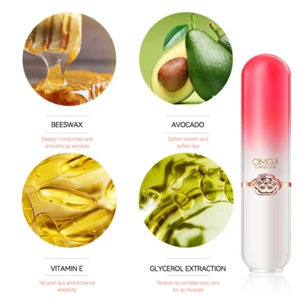 OMGA Color-Changing Lip Balm Jelly Lipstick Moisturizing Waterproof Hydrating Temperature-Sensitive Peach Flavor,Smooth Lips - Image 6