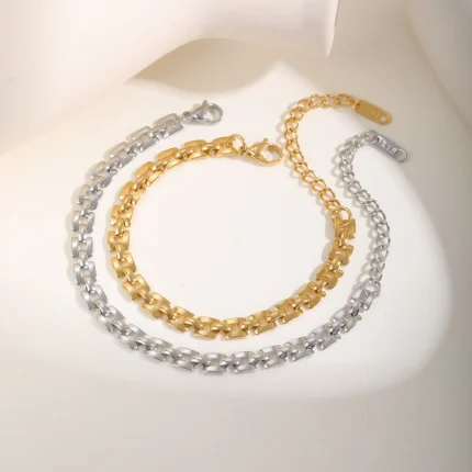Square Hollow Link Chain Bracelet for Women, Watch Brand Style Stainlesss Steel Hypoallergenic Minimalist Jewelry - Image 4