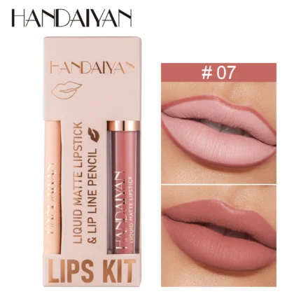2 In 1 Lip Gloss Lip Liner Pencil Set Liquid Matte Lipstick 24 Hours Water Resistant Lip Tint Korean Lip Ink Makeup For Women - Image 16