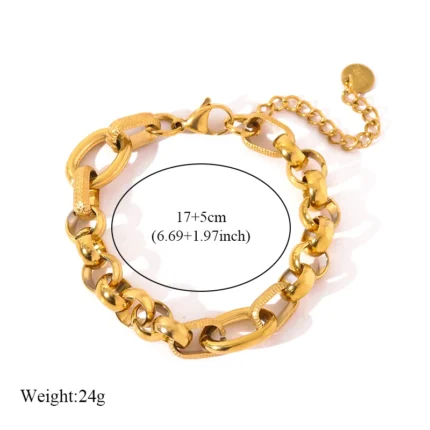 EILIECK 316L Stainless Steel Twisted Bracelet Bangles For Women Trendy 18K Gold Plated Wrist Chain Waterproof Jewelry Gift Party - Image 24