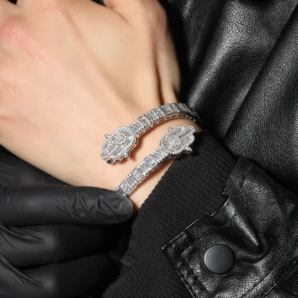 Uwin Hand Bracelet Prong Setting Bling Cubic Zirconia Baguette Cz Cuff Bangle Luxury Gift For Women Hip Hop Jewelry - Image 8