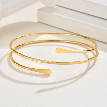 Upper Arm Cuff Bracelet for Women, Minimalist Gold Plated Armband Statement Party Armlets Jewelry - Image 5