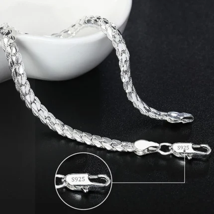 Noble 925 Sterling Silver Square Solid Chain Bracelet For Women Men Charm Party Gift Wedding Fashion Jewelry - Image 34