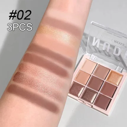 9-Color Eyeshadow Palette with Fine Glitter, Shimmer, Matte, Milk Tea Shades; Mini, Daily Use, Student-Friendly Makeup - Image 9