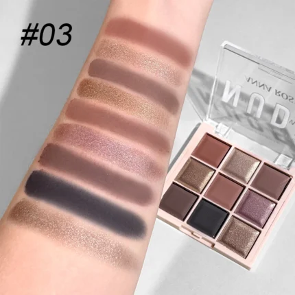 9-Color Eyeshadow Palette with Fine Glitter, Shimmer, Matte, Milk Tea Shades; Mini, Daily Use, Student-Friendly Makeup - Image 11