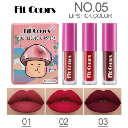 Cute Lipstick Set 3pcs/set Velvet Matte Waterproof Red Nude Black Lip Stick Tint Makeup Mini Lip Gloss Kit Plumping Lip Oil Set - Image 7