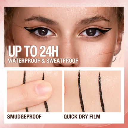 O.TWO.O Eyeliner Pencil Liquid Eye Liner Waterproof Smudge Proof Quick Drying 12 Hour Wear Ultra Fine Black Eyeliner for Arrows - Image 4