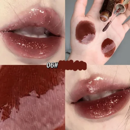 Retro Clear Lip Glaze Gloss Mirror Glitter Non Stick Cup Brighten Jelly Dark Lipstick Red Brown Dupes Lip Ink Tint Korean Makeup - Image 12