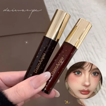 Retro Clear Lip Glaze Gloss Mirror Glitter Non Stick Cup Brighten Jelly Dark Lipstick Red Brown Dupes Lip Ink Tint Korean Makeup - Image 4
