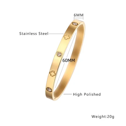 Htpwe Stainless Steel Zirconium Embossed Bracelet Set For Women 18k Gold Plated Couple Holiday Gift Bracelet Party Daily Jewelry - Image 7