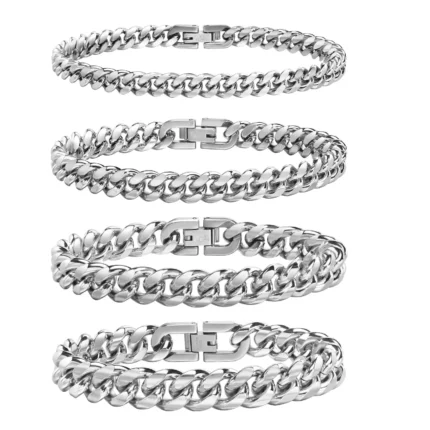 Vnox 6/8/10/12mm Cuban Chain Bracelets for Men Women, Solid Stainless Steel Curb Link Chain Wristband Jewelry - Image 7