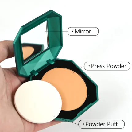 Dark powder with mirror puff, matte face foundation setting powder, long lasting concealer waterproof makeup - Image 5