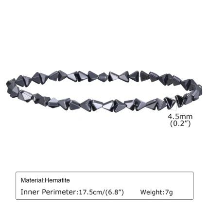 Vnox Stylish Black Triangle Beads Bracelets for Men Women, Stretch Unisex Gallstone Handmade Hematite Wristband Jewelry - Image 4