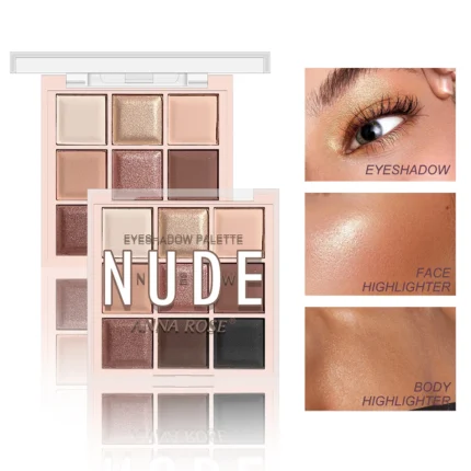 9-Color Eyeshadow Palette with Fine Glitter, Shimmer, Matte, Milk Tea Shades; Mini, Daily Use, Student-Friendly Makeup - Image 12