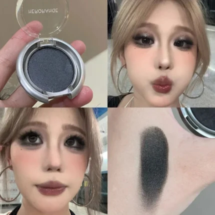 Smoky Pearl Glitter Eyeshadow Green Black Purple Shimmer Silkworm Highlight Creamy Monochrome Eye Shadow Matte Palette Makeup - Image 5
