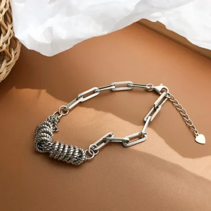 5Pcs Set Gold/Silver Color Fashion Charm Bracelet Women Retro Glossy Geometric Metal Twist Chain Bangles Bracelet Set Jewelry - Image 129
