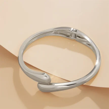 Wide Metal Bangle Ring for Women Gold and Silver Color Chunky Waterdrop Open Wrist Cuff Thick Irregular Twisted Bracelet Jewelry - Image 4