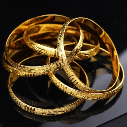 Goldlen Middle East 6-piece Ethiopian Girl Copper Bracelets Dubai Women's Fashion Jewelry Ethiopian Bride Wedding Gift - Image 4