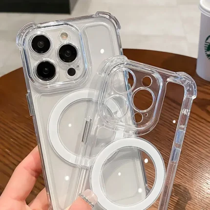 Luxury Magnetic Wireless Charge For Magsafe Case for iPhone 11 12 13 14 15 16 Pro Max Plus Transparent Shockproof Bumper Cover - Image 5