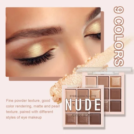 9-Color Eyeshadow Palette with Fine Glitter, Shimmer, Matte, Milk Tea Shades; Mini, Daily Use, Student-Friendly Makeup - Image 14