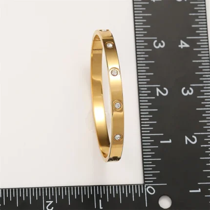 Yupsk Sliver Gold Color Stainless Steel Bangle Bracelet Inlaid Round Zircon Minimalist Birthday Jewelry Accessories Gift - Image 11