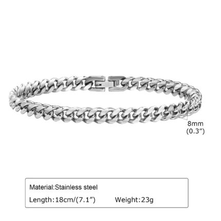 Vnox 6/8/10/12mm Cuban Chain Bracelets for Men Women, Solid Stainless Steel Curb Link Chain Wristband Jewelry - Image 4