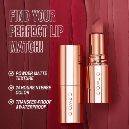 O.TWO.O Matte Lipstick Long Lasting Waterproof Lip Stick Smudge-free Classic Highly Pigmented Velvet Finish Lip Tint Makeup - Image 20