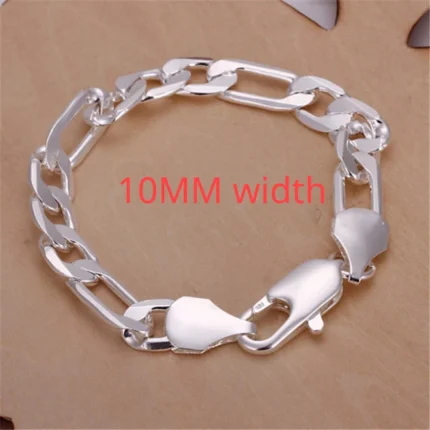 Noble 925 Sterling Silver Square Solid Chain Bracelet For Women Men Charm Party Gift Wedding Fashion Jewelry - Image 15