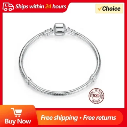 TOP SALE Authentic 100% 925 Sterling Silver 3MM Snake Chain Bangle & Bracelet for Women Luxury Bangle Jewelry 16-23CM - Image 8