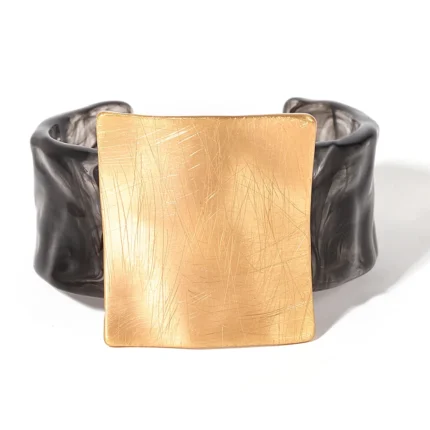 ALLYES Fashion Geometric Square Matte Metal Acrylic Open Bangle for Women Personality Simple Wide Bracelets Party Jewelry Gifts - Image 7