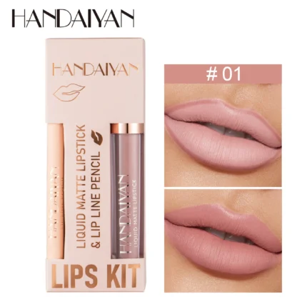 2 In 1 Lip Gloss Lip Liner Pencil Set Liquid Matte Lipstick 24 Hours Water Resistant Lip Tint Korean Lip Ink Makeup For Women - Image 10