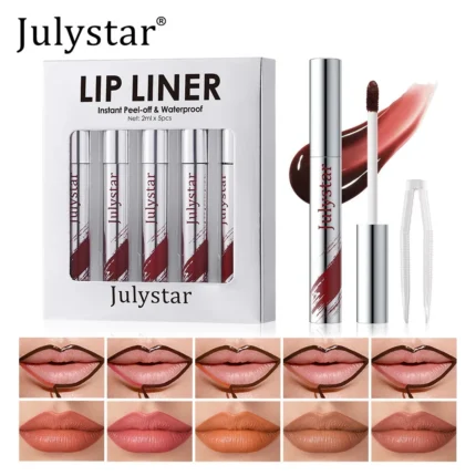 5Pcs/Set Tearing Lipgloss Peel Off Lip Liner Tattoo Waterproof Matte Lip Glaze Brown Contour Non-stick Liquid Lipstick Cosmetic - Image 3