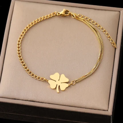Stainless Steel Bracelets Classic Lucky Clovers Pendant Hip Hop Bracelet For Women Jewelry Non-fading High-quality Everyday Wear - Image 9