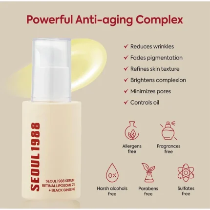 Korean 1988 Retinol Face Care Serum,Black Ginseng Niacinamide Vitamin C Moisturizing Firming Ampoule,Anti Aging Wrinkle Skincare - Image 27