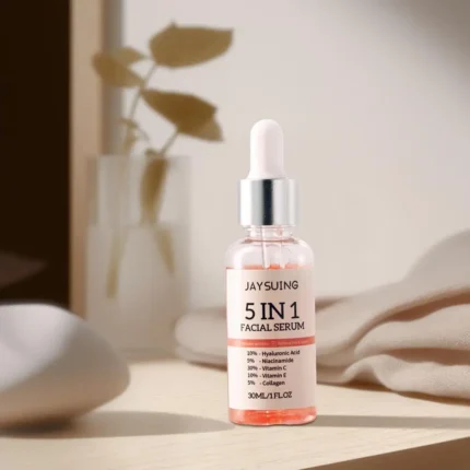 5 In 1 Facial Serum Fade Fine Lines Firming Skin Shrink Pores Moisturizing Brightning Vitamin C Hyaluronic Acid Face Serum 30ml - Image 3