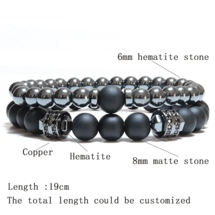 New In Unique Men Bracelet Set Luxury Black Zirconia Braclet Homme Natural Lava Tiger Eyes Stone Braslet Beaded Accessories Gift - Image 3