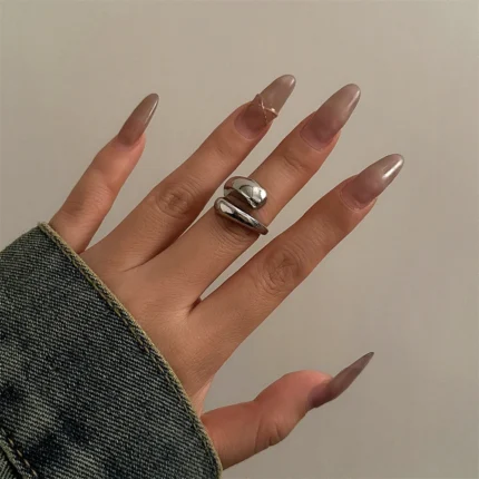 Wide Metal Bangle Ring for Women Gold and Silver Color Chunky Waterdrop Open Wrist Cuff Thick Irregular Twisted Bracelet Jewelry - Image 8
