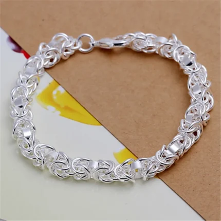 Noble 925 Sterling Silver Square Solid Chain Bracelet For Women Men Charm Party Gift Wedding Fashion Jewelry - Image 30