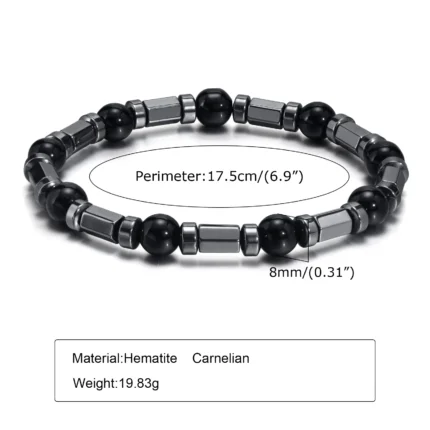 Vnox Stylish Black Triangle Beads Bracelets for Men Women, Stretch Unisex Gallstone Handmade Hematite Wristband Jewelry - Image 11