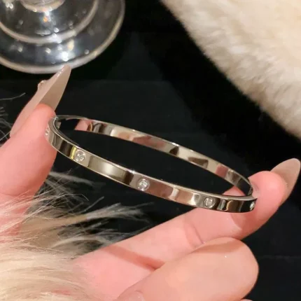 Yupsk Sliver Gold Color Stainless Steel Bangle Bracelet Inlaid Round Zircon Minimalist Birthday Jewelry Accessories Gift - Image 8