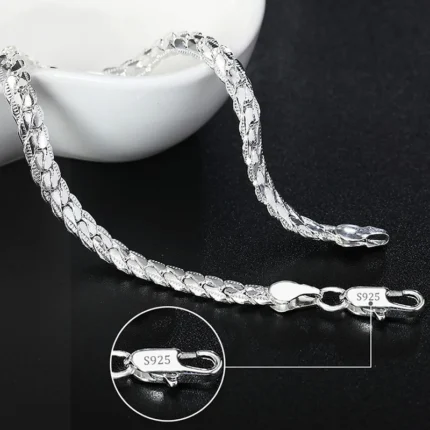 Noble 925 Sterling Silver Square Solid Chain Bracelet For Women Men Charm Party Gift Wedding Fashion Jewelry - Image 22