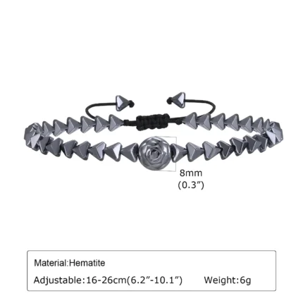 Vnox Stylish Black Triangle Beads Bracelets for Men Women, Stretch Unisex Gallstone Handmade Hematite Wristband Jewelry - Image 16