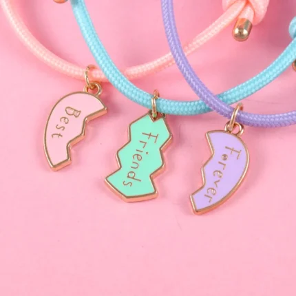 Lovecryst 3Pcs/set Heart-shaped Stitching Best Friend Forever Bracelet BFF Friendship Jewelry Gifts for Kids - Image 15